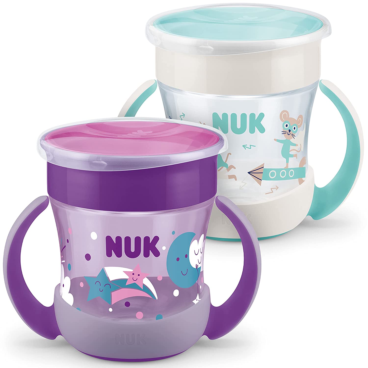 Bild zu Trinklernbecher NUK Mini Magic Cup Night im Doppelpack für 14,99€ (Vergleich: 21,90€)