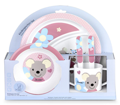 Bild zu Sterntaler Geschirr-Set Mabel, Teller, Schale, Tasse, Löffel, Gabel, Alter: Für Babys ab 6 Monaten, Rosa/Mehrfarbig für 12,61€