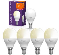 Bild zu 4 x Ledvance Smart+ Zigbee Lampen (Tropfen, 5W = 40W, E14, matt, 470lm, warmweiß, dimmbar) für 13,49€