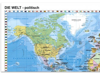 Bild zu Kostenlose Karte: Die Welt politisch / physisch, Format 59 x 41 cm