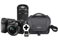 Bild zu SONY Alpha 6000 ZOOM+TELEZOOM KIT (ILCE-6000Y) Systemkamera mit Objektiv 16-50 mm, 55-210 mm , 7,6 cm Display, WLAN für 769€