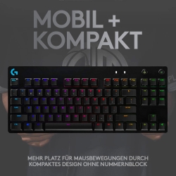 Bild zu Logitech G PRO TKL mechanische Gaming-Tastatur (GX Blue Clicky Switches) für 84,90€ (VG: 101,78€)