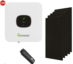 Bild zu 2kW PV-Anlage JaSolar JAM54S31-405/MR Full Black (5 Module) + Growatt MIC 2000TL-X 2 KW Wechselrichter ab 999€