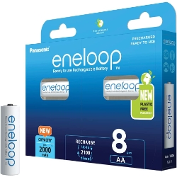 Bild zu 8er Pack Panasonic Eneloop Ni-MH AA Akkus (2.000 mAh) für 17€ (VG: 29,43€)