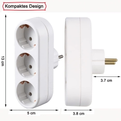 Bild zu 2er Pack des dreier Steckdosenadapter für 8,39€