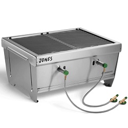 Bild zu 6,4 kW Edelstahl Gas-Klappgrill Burnhard Jones mit 2-Brennern und Transporttasche für 161,40€ (Vergleich: 249€)