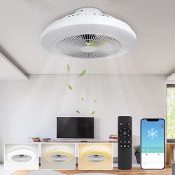 Bild zu 48cm MAHGUB Deckenventilator mit Beleuchtung und unsichtbaren Lüfterflügeln für 69,99€