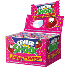 Bild zu Center Shock Jumping Strawberry, Box mit 100 Kaugummis, extra-sauer mit Erdbeer-Geschmack für 3,99€