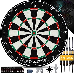 Bild zu Kesser Kork Dartscheibe mit neun Dartpfeilen für 39,80€ (Vergleich: 49,80€)