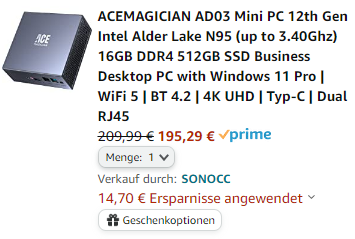 ACEMAGICIAN Mini PC, Intel 12th Gen Alder Lake N95