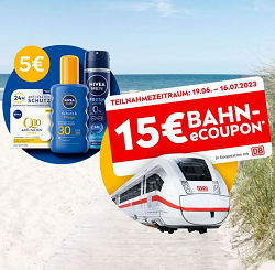 Bild zu [endet heute] 15€ Deutsche Bahn eCoupon (ab 39,90€ einlösbar) beim Kauf von Nivea Produkten für mindestens 5€