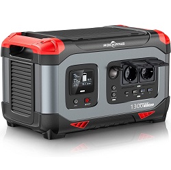 Bild zu 1.300 Watt Tragbare LiFePO4 ROCKPALS Powerstation (1.254Wh/392.000mAh) mit zwei 1.300 Watt Ausgängen für 539,99€