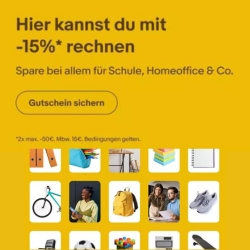 Bild zu eBay: 15% Gutschein auf ausgewählte Artikel für Schule, Homeoffice & Co