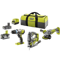 Bild zu 7-teiliges 18 Volt Akku-Maschinen-Set Ryobi One+ R18CK3BL-242S + 60€ Guthaben als Gutscheinkarten für 383,99€ (Vergleich: 413,74€)