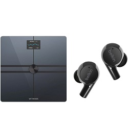 Bild zu Smarte Personenwaage Withings Body Comp und In-Ear Bluetooth Kopfhörer Belkin SoundForm Rise für 149€ (Vergleich: 229,74€)