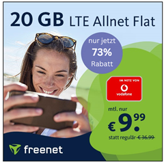 Bild zu [endet heute] 20GB Vodafone Allnet-Flat für nur 9,99€