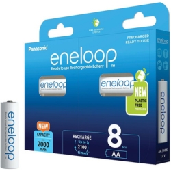 Bild zu 8er Pack Panasonic eneloop NiMH Akkus, AA (2000mAh, 2100 Ladezyklen) für 17€ (VG: 20,99€)