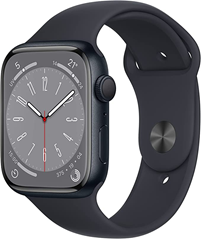 Bild zu Apple Watch Series 8 GPS 45mm Aluminium Mitternacht Sportarmband für 374,08€ (Vergleich: 418,44€)