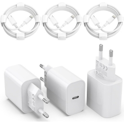 Bild zu 3er Pack 20W USB-C Ladegerät inkl. 3x 2m USB-C auf Lightning Kabel (Apple MFI zertifiziert) für 11,99€