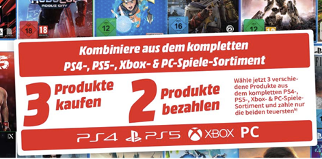 Bild zu MediaMarkt: 3 Games kaufen, das günstigere Produkt gratis erhalten