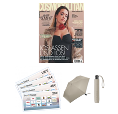 Bild zu 5 Ausgaben COSMOPOLITAN lesen + 25 € Best-Choice-Gutschein + GRATIS ESPRIT Easymatic Slimline Taschenschirm für 23,75€