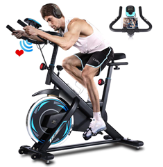 Bild zu ANCHEER Professionelles Spinnrad (Schwungrad 18 kg, verstellbarer Widerstand, LCD-Display, verstellbarer Sattel, maximale Traglast 120 kg) für 139,50€