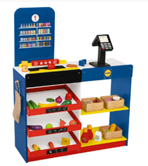 Bild zu [Lidl Plus] Playtive Lidl-Supermarkt aus Holz, 25-teilig für 45,94€ (statt: 65,94€)