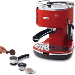 Bild zu De’Longhi ECO 311.R Icona Vintage Espresso- /Kaffeeautomat mit Milchaufschäumsystem & 15 Bar Druck für 87,28€ (VG: 151,59€)