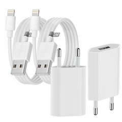 Bild zu 2er Pack iPhone Ladegerät und inkl. 2 mal 2m Kabel (Lightning Anschluss–Mfi zertifiziert) für 4,99€