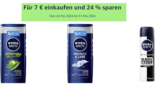 Bild zu Amazon: Nivea Produkte für 7€ kaufen + 24% Rabatt erhalten, so z.B. 4 x NIVEA MEN Duschgel für 4,27€