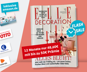 Bild zu Für Lifestyle-Fans: Jahresabo (12 Ausgaben) “Elle Decoration” für 48,60€ + bis zu 50€ Prämie