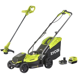 Bild zu 18V Akku-Rasenmäher Ryobi OLM1833LT23A-140 mit Akku-Rasentrimmer, 4Ah Akku und Ladegerät für 199,99€ (Vergleich: 249,95€)