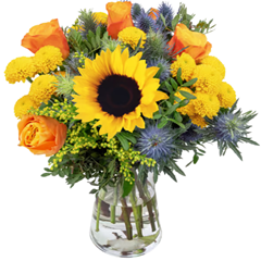 Bild zu Blume Ideal: Blumenstrauß “Sonnenkuss” mit Sonnenblumen, Rosen, Santini usw. für 29,48€ (statt 35,48€)