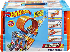 Bild zu Hot Wheels Bahn Track Builder, Rennkiste (3 Stunts in 1 Set) zum Bauen von Autorennbahnen für Hot Wheels Autos, inkl. 2 Spielzeugautos für 49,99€