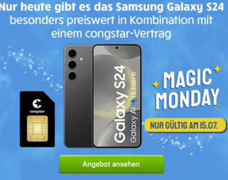 Bild zu [nur heute] Samsung S24 für 79€ mit 30GB 4G/LTE Daten, SMS und Sprachflat im Telekom Netz (Congstar) für 22€ im Monat (optional für 25€/Monat mit 5G)