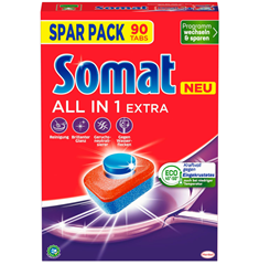 Bild zu Somat All in 1 Extra Spülmaschinen Tabs (90 Tabs) für 14,99€ (Vergleich: 18,55€)