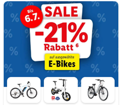 Bild zu Lidl: 21% Rabatt auf E-Bikes