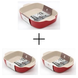 Bild zu 3er Set Staub Auflaufforen (34 x 26cm 3,5L, 2 x 20x16cm 0.6L) Rot für 23,99€ (VG: 50,97€)