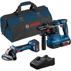 Bild zu Bosch Professional Combo Kit GWS 18V-7 + GBH 18V-22 (inkl. 2x 4,0-Ah-Akku, Ladegerät GAL 18V-40, in Werkzeugtasche) für 299,99€ (VG: 388,90€)