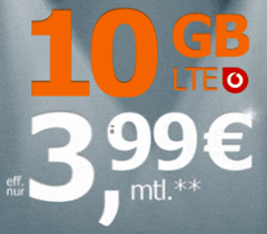 Bild zu [Super] Vodafone Netz: Allmobil 10GB LTE Daten, SMS und Sprchflat für rechnerisch 3,99€/Monat