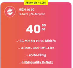 Bild zu 40GB 5G Datenflat mit SMS und Sprachflat im Telekom Netz für 20€ im Monat + 100€ Bonus bei Rufnummermitnahme