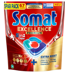 Bild zu Somat Excellence Premium 5in1 Caps (67 Caps) für 9,99€ (Vergleich: 13,38€)