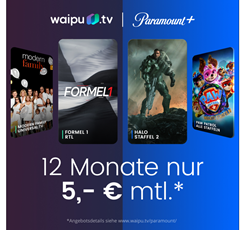 Bild zu [letzte Chance] 1 Jahr waipu.tv für 5€/Monat inkl. gratis 12 Monate Paramount+ (anstatt 17,98€/Monat)