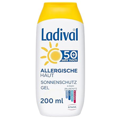 Bild zu Ladival Allergische Haut Sonnenschutz Gel LSF 50+ – Parfümfreies Sonnengel für Allergiker – ohne Farb- und Konservierungsstoffe, wasserfest – 1 x 200 ml für 10,02€