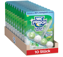 Bild zu WC-FRISCH Kraft Aktiv Pro Nature Minze und Eukalyptus, WC-Reiniger und Duftspüler (10er Pack) für 11,92€