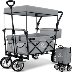 Bild zu KESSER® Bollerwagen faltbar GT9000 mit Dach Handwagen Transportwagen | inkl. 2X 3-Punkt Gurtsystem| klappbar | Vollgummi-Reifen | bis 80 kg für 119,80€ (VG: 149,80€)