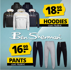 Bild zu SportSpar: Ben Sherman Hoodies für je 18,99€ und Pants für je 16,99€ zzgl. eventuell Versand