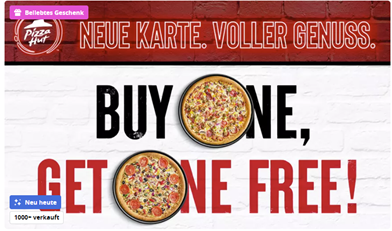 Bild zu Gutschein: 2-für-1 Pizza-Angebot auf alle Teigsorten und Beläge bei Pizza Hut für 0,75€