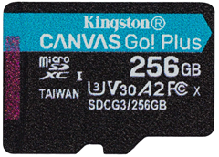 Bild zu Kingston Canvas Go! Plus microSD Speicherkarte (Klasse 10, UHS-I 256GB microSDXC, 170R A2 U3 V30, ohne Adapter) für 17,99€ (Vergleich: 25,28€)