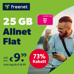 Bild zu [endet heute] 25GB Telekom LTE Daten (bis 25Mbit/s) mit SMS und Sprachflat für 9,99€ im Monat (für 11,99€ mit 5G)